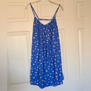 Lush Royal Blue & Creamy Tan Polka Dot Spaghetti Strap Sundress — Size Small
